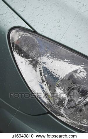 Stock Image - car, vehicle, automobile, raindrops, drops, background. Fotosearch