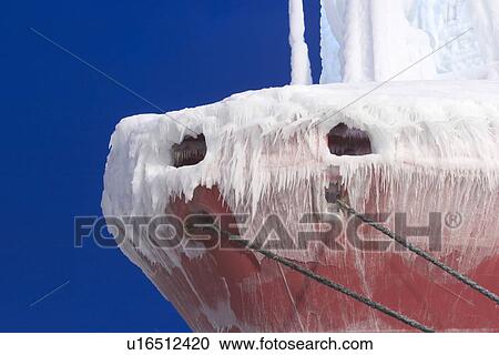 Stock Image - ship, ocean, boat, anchor, vast, ropes. Fotosearch