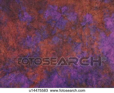 Stock Image - Japanese paper in red and purple marble pattern, close up. Fotosearch