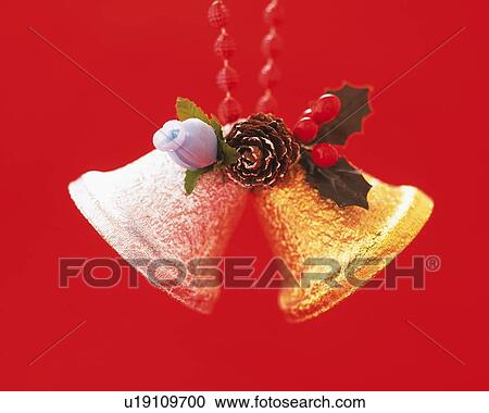 Stock Image - Christmas Bells, Front View, Close Up, . Fotosearch