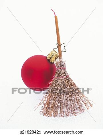 Christmas Ornament of Broom and Red Ball, Front View, Close Up View Large Photo Image Stock Photography - Christmas Ornament of Broom and Red Ball, Front View, Close Up. Fotosearch