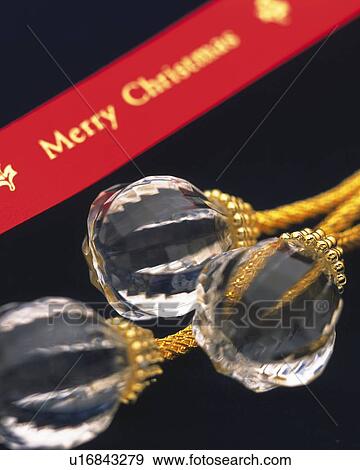 Stock Photo - Crystal Balls and Ribbon, Close Up, Differential Focus, In Focus, Out Focus. Fotosearch
