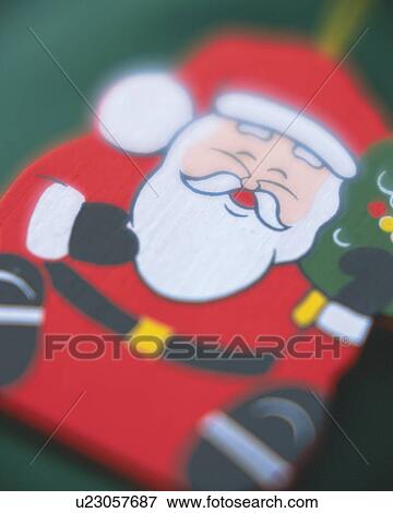 Stock Photo - Ornament of Santa Claus, Close Up, Soft Focus. Fotosearch