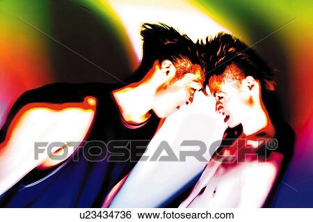Two Young Adult Men Fighting, Photography, CG, Side View, Toned Image View Large Photo Image Stock Photograph - Two Young Adult Men Fighting, Photography, CG, Side View, Toned Image. Fotosearch