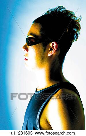 Stock Image - Young Adult Man, Photography, CG, Side View. Fotosearch