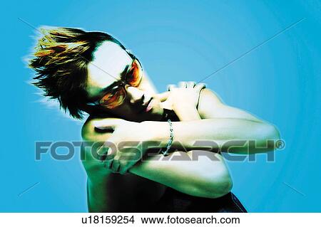 Picture - Young Adult Man Posing, Photography, CG, Front View, Toned Image. Fotosearch