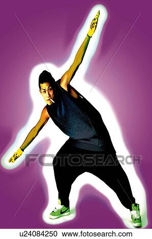 Stock Image - Young Adult Man Posing, Photography, CG, Front View. Fotosearch