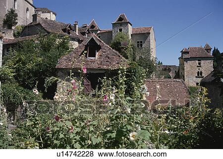 Houses With The Red Brick Roof In France View Large Photo Image Stock Photo - Houses With The Red Brick Roof In France. Fotosearch