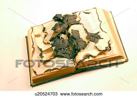 Stock Image - book, carbonized, burnt, burned, alfred. Fotosearch