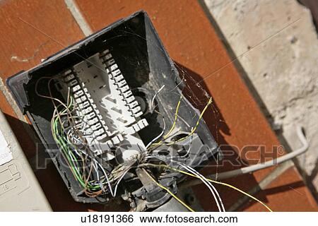 Stock Photograph - telephone, plug, dsl, kontakte, braid, blurb, accident damage to property. Fotosearch