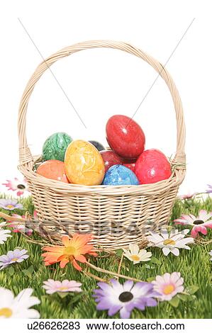 Stock Image - bunny, basket, brown, blossom, bloom, abloom. Fotosearch