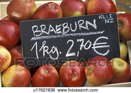 Stock Photograph - buy, apples, board, blackboard, Bernhard, apple. Fotosearch