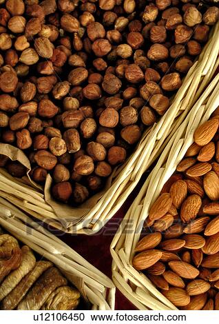 Stock Image - eat, basket, drink, close-up, CLOSE, almond. Fotosearch