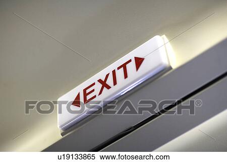 Stock Photography - germany, board, Frankfurt, exit, emergency exit, indication, arrow. Fotosearch