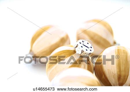 Stock Image - ball, bauble, beige, brown, christmas, Christmas. Fotosearch