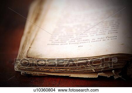 Picture - destroyed, book, decay, czech, CLOSE, detail, antique. Fotosearch