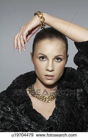 Stock Photo - woman, Beauty, checkers, concupiscent, studio, Vogue, beauty. Fotosearch
