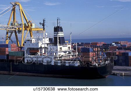 Stock Photo - Bernhard, blue, business, cling, container, container ship. Fotosearch