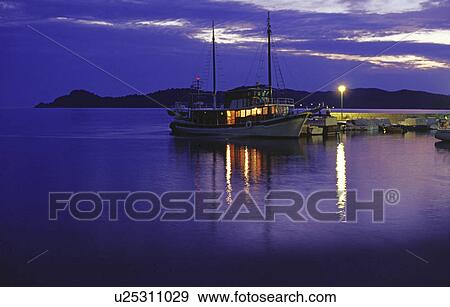 Stock Photo - blue-grants, Adriatic Sea, blue, bay, andreas, anlegen. Fotosearch