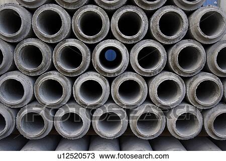 Stock Image - betonroehren, blue, building material, circle, concrete, gluupoog, grey. Fotosearch