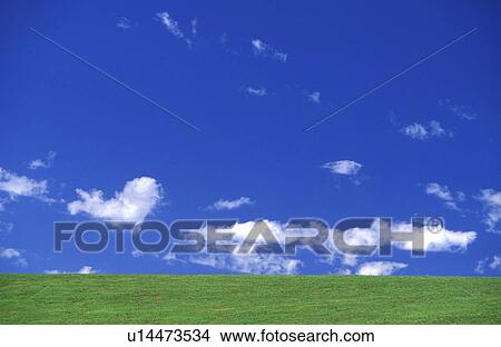 Picture - background, blue, cloud, clouds, day, grass, grass country. Fotosearch