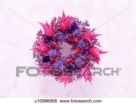 Stock Photograph - Close-up of a colorful wreath. Fotosearch