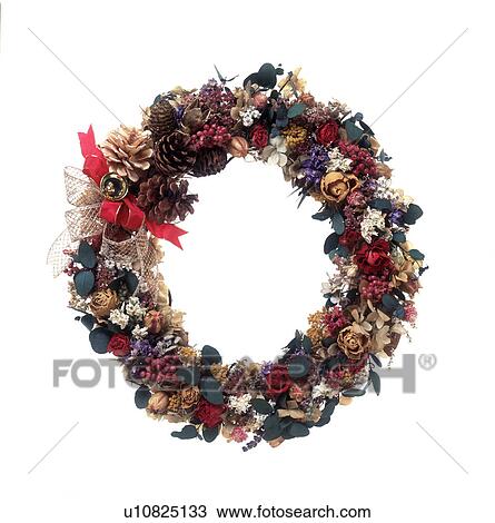 Stock Image - Close-up of a decorated wreath. Fotosearch