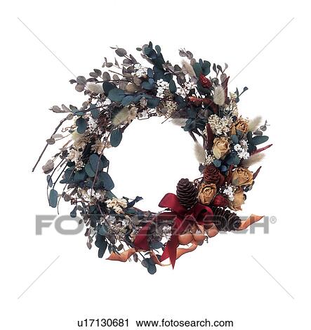 Stock Image - Close-up of a decorated wreath. Fotosearch