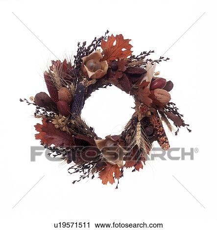 Stock Image - Close-up of a decorated wreath. Fotosearch