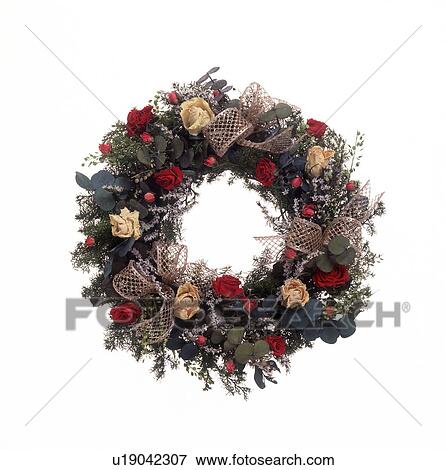 Close-up of a decorated wreath View Large Photo Image Stock Photo - Close-up of a decorated wreath. Fotosearch