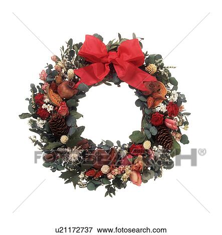 Stock Photo - Close-up of a decorated wreath. Fotosearch