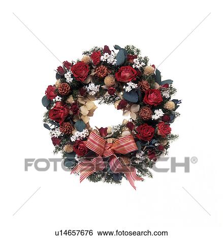 Stock Photograph - Close-up of a decorated wreath. Fotosearch