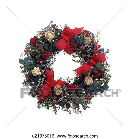 Stock Photograph - Close-up of a decorated wreath. Fotosearch
