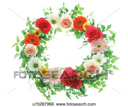 Close-up of a wreath of flowers View Large Photo Image Stock Photo - Close-up of a wreath of flowers. Fotosearch