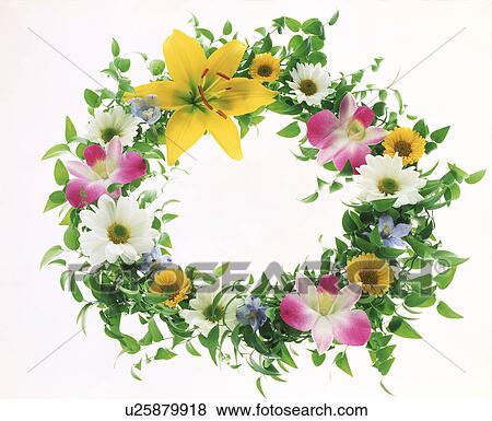 Close-up of a wreath of flowers View Large Photo Image Stock Photo - Close-up of a wreath of flowers. Fotosearch