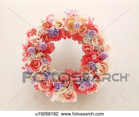 Stock Image - View of a colorful wreath. Fotosearch