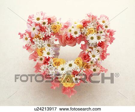 View of a heart-shaped garland. View Large Photo Image Stock Photo - View of a heart-shaped garland.. Fotosearch
