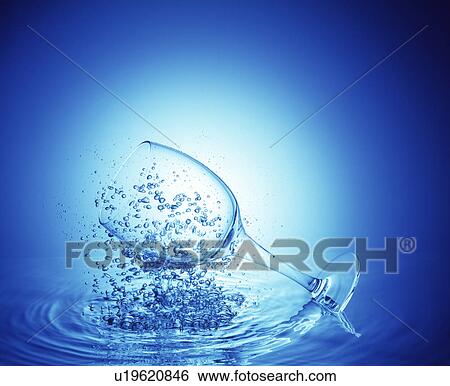 Glass falling into water (digital composite) View Large Photo Image Stock Photograph - Glass falling into water (digital composite). Fotosearch