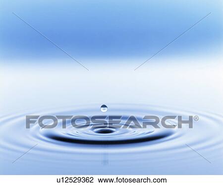 Stock Image - Close-up of a water drop above a ripple digital composite. Fotosearch