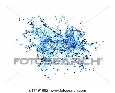 Stock Image - View of splattered water digital composite. Fotosearch