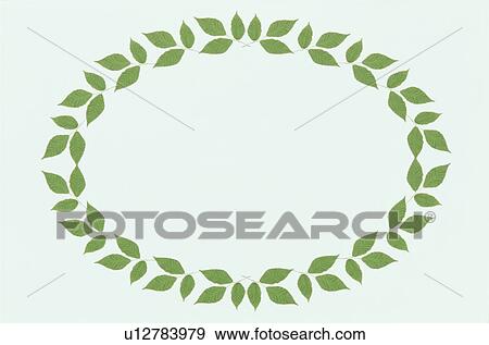 Stock Photo - The Oval Frame Of The Leaves. Fotosearch