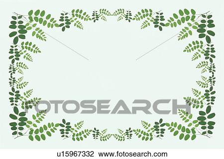 Stock Image - The Square Frame Of Green Leaves. Fotosearch