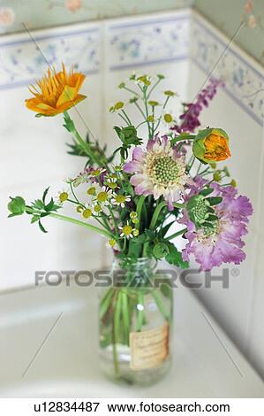 Flower bouquet in bathroom View Large Photo Image Stock Photo - Flower bouquet in bathroom. Fotosearch