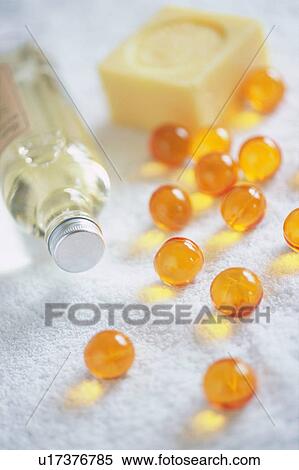Stock Photography - Bath oil and bath beads. Fotosearch