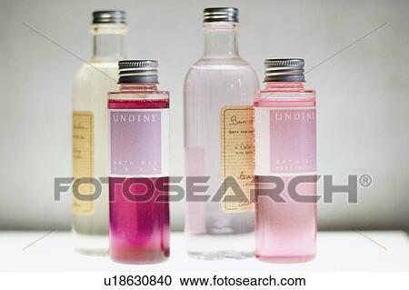 Bottles of bath oils View Large Photo Image Stock Image - Bottles of bath oils. Fotosearch