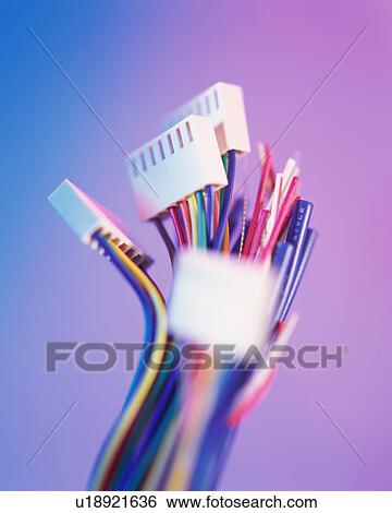 Stock Photograph - Close up of colorful computer wires. Fotosearch