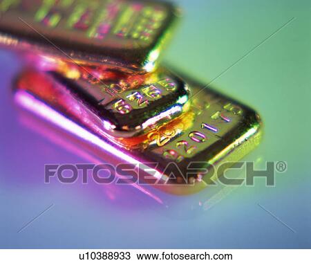 Stock Image - Close up of gold bars. Fotosearch