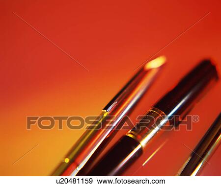 Close up of three pens View Large Photo Image Stock Photo - Close up of three pens. Fotosearch