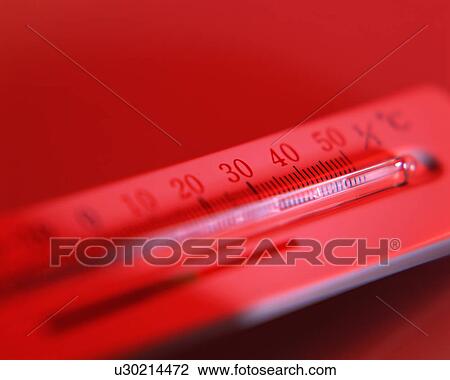 Stock Image - Side view of a thermometer. Fotosearch