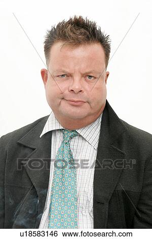Overweight man wearing suit and tie, portrait View Large Photo Image Stock Photograph - Overweight man wearing suit and tie, portrait. Fotosearch